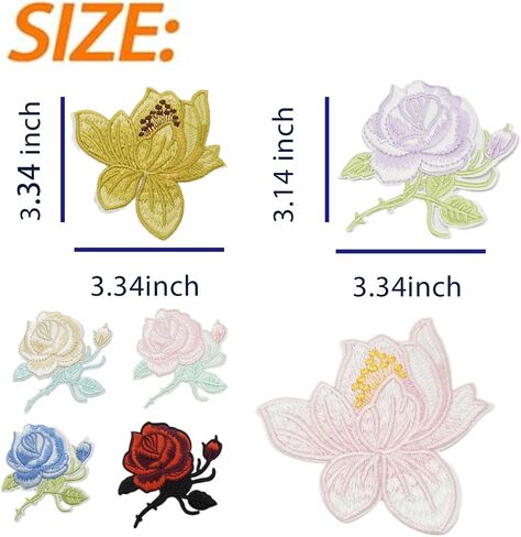 8PCS Rose Iron on Patches for Clothing Styles Pretty Patch，Repair Embroidered Appliques for Clothes Sew on/Iron on Jackets Backpacks Hat Wallets, Clothes Dress Fabric for DIY Accessories in Kuwait