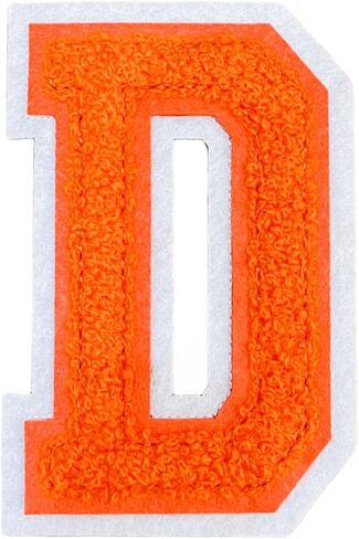 1 PCS 4.0" Orange Chenille Letter Patch, Iron on Patches for Hats Clothes Bags Backpacks Jeans Hoodies Jackets, Initial Patches Large Varsity Letter. (Letter D) in Kuwait