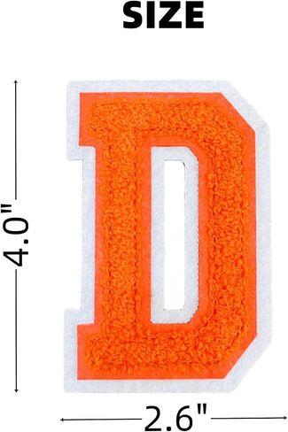 1 PCS 4.0" Orange Chenille Letter Patch, Iron on Patches for Hats Clothes Bags Backpacks Jeans Hoodies Jackets, Initial Patches Large Varsity Letter. (Letter D) in Kuwait