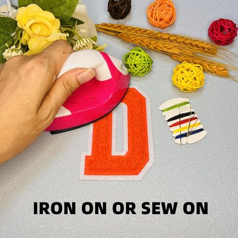 1 PCS 4.0" Orange Chenille Letter Patch, Iron on Patches for Hats Clothes Bags Backpacks Jeans Hoodies Jackets, Initial Patches Large Varsity Letter. (Letter D) in Kuwait