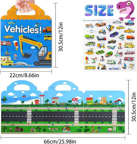 Sticker Books for Kids 2 Set Toddler Sticker Book, Car Vehicles and Cute Animals Reusable Sticker Book, Educational Learning Sticker Activity Books for Toddlers, Sticker Books for Toddlers 3 4 5 Years in Saudi Arabia