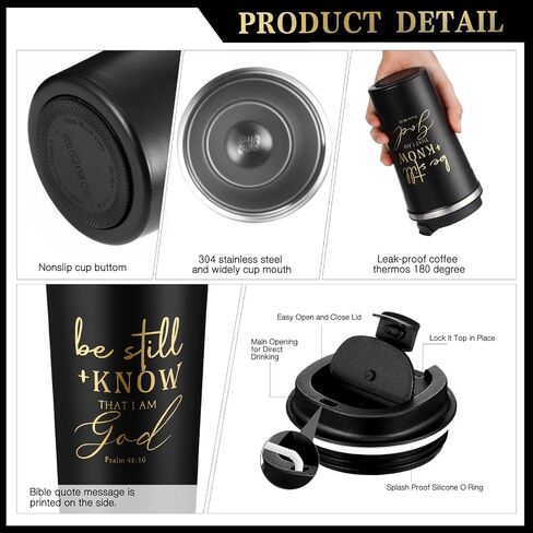 Pickmesh 3 PCS هدية مسيحية للرجال Man of God Gift Bible Verse A5 Leather Journal with Ballpoint Pen 17 Oz Stainsal Steel Tumbler Easter Gift for Boath’s Pastor Church (Black) in Kuwait