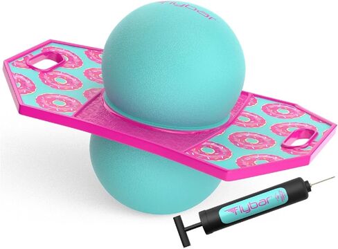Flybar Pogo Trick Ball for Kids, Trick Bounce Board for Boys and Girls Ages 6+, Up to 160 lbs, Includes Pump, Easy to Carry Handle, Durable Plastic Deck Indoor, Outdoor Toy Pogo Jumper (Donut) in Saudi Arabia