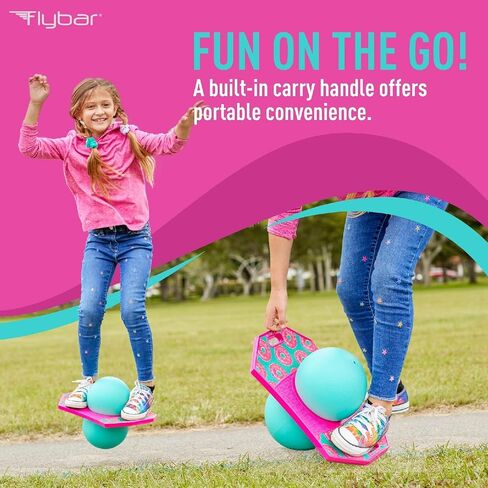Flybar Pogo Trick Ball for Kids, Trick Bounce Board for Boys and Girls Ages 6+, Up to 160 lbs, Includes Pump, Easy to Carry Handle, Durable Plastic Deck Indoor, Outdoor Toy Pogo Jumper (Donut) in Saudi Arabia