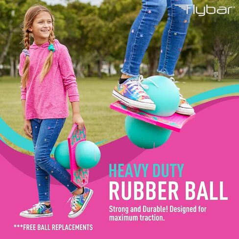 Flybar Pogo Trick Ball for Kids, Trick Bounce Board for Boys and Girls Ages 6+, Up to 160 lbs, Includes Pump, Easy to Carry Handle, Durable Plastic Deck Indoor, Outdoor Toy Pogo Jumper (Donut) in Saudi Arabia