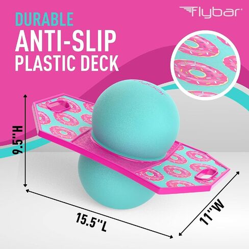 Flybar Pogo Trick Ball for Kids, Trick Bounce Board for Boys and Girls Ages 6+, Up to 160 lbs, Includes Pump, Easy to Carry Handle, Durable Plastic Deck Indoor, Outdoor Toy Pogo Jumper (Donut) in Saudi Arabia