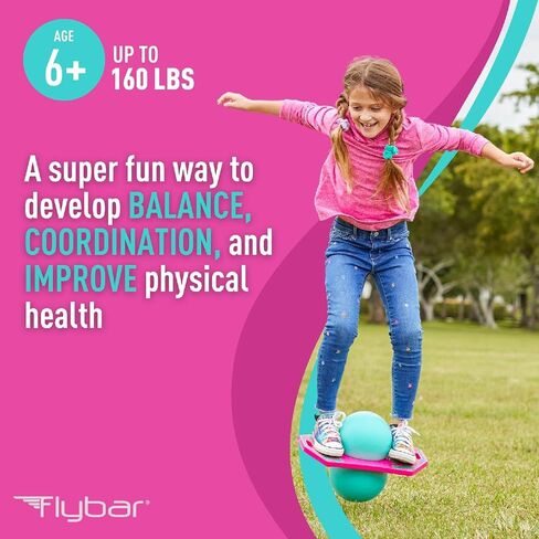 Flybar Pogo Trick Ball for Kids, Trick Bounce Board for Boys and Girls Ages 6+, Up to 160 lbs, Includes Pump, Easy to Carry Handle, Durable Plastic Deck Indoor, Outdoor Toy Pogo Jumper (Donut) in Saudi Arabia