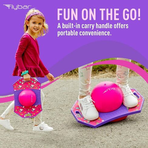 Flybar Pogo Trick Ball for Kids, Trick Bounce Board for Boys and Girls Ages 6+, Up to 160 lbs, Includes Pump, Easy to Carry Handle, Durable Plastic Deck Indoor, Outdoor Toy Pogo Jumper (Donut) in Saudi Arabia