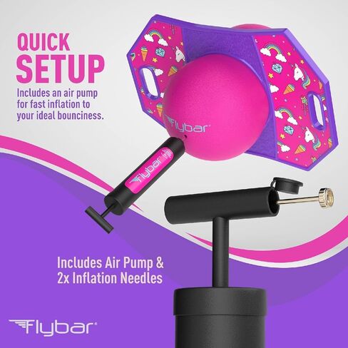 Flybar Pogo Trick Ball for Kids, Trick Bounce Board for Boys and Girls Ages 6+, Up to 160 lbs, Includes Pump, Easy to Carry Handle, Durable Plastic Deck Indoor, Outdoor Toy Pogo Jumper (Donut) in Saudi Arabia
