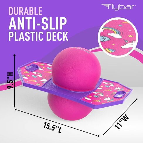 Flybar Pogo Trick Ball for Kids, Trick Bounce Board for Boys and Girls Ages 6+, Up to 160 lbs, Includes Pump, Easy to Carry Handle, Durable Plastic Deck Indoor, Outdoor Toy Pogo Jumper (Donut) in Saudi Arabia