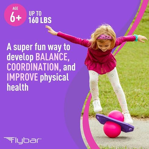 Flybar Pogo Trick Ball for Kids, Trick Bounce Board for Boys and Girls Ages 6+, Up to 160 lbs, Includes Pump, Easy to Carry Handle, Durable Plastic Deck Indoor, Outdoor Toy Pogo Jumper (Donut) in Saudi Arabia