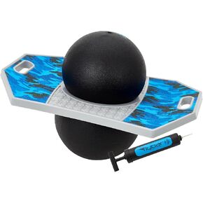 Flybar Pogo Trick Ball for Kids, Trick Bounce Board for Boys and Girls Ages 6+, Up to 160 lbs, Includes Pump, Easy to Carry Handle, Durable Plastic Deck Indoor, Outdoor Toy Pogo Jumper (Donut)