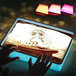 Pretrans Sand Painting Light Box - طاولة خفيفة للأطفال للفن الإبداعي ، و 3 درجات حرارة ملونة و 10 مستويات سطوع ، والفصول الدراسية واستخدام المنزل - الأرجواني