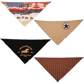 Official Yellowstone Merchandise| Dutton Ranch Dog Bandanas Set - Pack of Western Bandanas for Medium - Large Dogs | Livestock Inspector Bundle