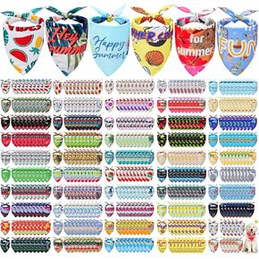 500 Pcs Dog Bandanas Bulk for Groomers Spring Summer Pet Bandanas Adjustable Hawaiian Dog Scarf Bibs Washable Pet Costume Accessories Grooming Supplies for Small to Large Cats Dogs (Spring)