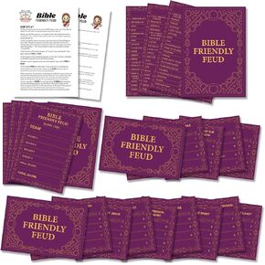 Bible Friendly Feud Game Set, Bible Game Supplies, Bible Games for Adults and Teens, Feud Quiz, Church Family Feud, Games for Church Group, Fun Holiday Game - BISC006