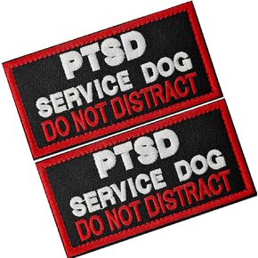 2PCS PTSD Patches, Tactical Service Dog Patches Hook and Loop Fasten for Tactical Gears