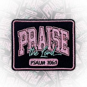 Praise The Lord Psalm 106:1 Patch 3 Inches Christian Religious Jesus Bible Verse Iron On/Sew On Embroidery Fabric Applique Patches for Trucker Hats Clothes Backpack DIY Accessories Friends Mom Gifts