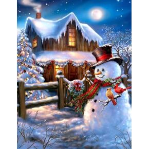 Snowman Diamond Art Painting Kits for Adults & Beginner, Christmas Diamond Art for Adults Full Round Drill, DIY Paint with Diamond Dots Gem Art Craft Set Picture-Christmas Gift 12 * 16 inch