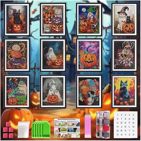 Vidonio 10pcs مجموعات الطلاء الماس ، 5D DIY جولة كاملة الحفر الماس مجموعة الفن مجموعة من الأعمال الفنية الشهيرة الماس الماس للبالغين المبتدئين ، مجموعات الماس الفنية الكلاسيكية للمنزل جدار ديكور الهدية in Kuwait