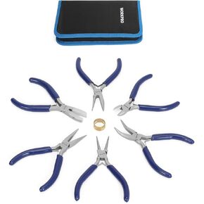 WORKPRO 7-Piece Jewelry Pliers Set, Professional Jewelry Making Tools with Easy Carrying Pouch, Wire Cutters & Chain Nose Pliers for Craft & Earring Making