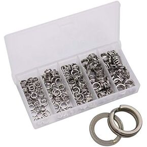 250pcs Heavy Duty Small Stainless Steel Split Rings and Split Ring Pliers, Open Jump Rings and Fishing Plier Tool Kit for Saltwater Fishing Lure Connector, Jewelry Making Findings, Small Key Rings