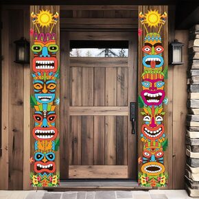 Hawaiian Door Banner Sign For Luau Party Decoration Supplies, Tiki Door Banner Moana Party Decorations Indoor Outdoor