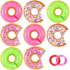 Donut Balloon Party Decoration, 8 Pcs Large Doughnut Foil Mylar Balloons, Candy Sprinkle Balloons for Donut Themed Birthday Party Donut Grow up Party Baby Shower