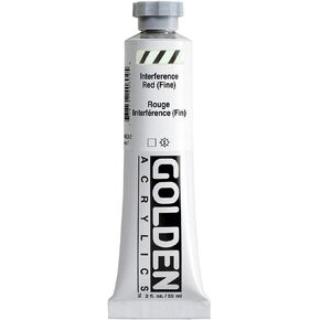Heavy Body Acrylics by GOLDEN, Interference Red (Fine), 2 fl. oz. Tube, Professional Acrylic Paint, Transparent