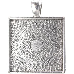 AKOAK 20 Pcs Blank with Square 25mm/1 "Antique Bronze Tray Pendant, Square Frame Pendant Tray Charm Photo Art Project Keychain Making Jewelry Finds