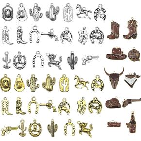Western Cowboy Charms Cowboy Boot Charms for Necklace Bracelet Earring Making DIY Crafts