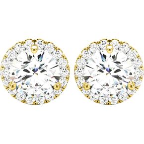 1-5 Carat Round Halo Diamond Earrings 14K Gold Value Collection Screw Back