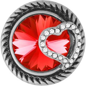 Ginger Snaps Token Heart - Red Charm Accessory | Interchangeable & Adjustable Snap Jewelry Collection | Button Charms for Necklaces Bracelets | Standard size | SN01-46 | Valentine’s Day Gift