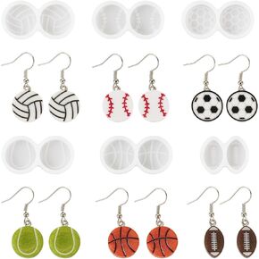 Magibeads 6pcs sports ball cabochon silicone قوالب راتنجات 16 مم قوالب كرة القدم كرة السلة كرة السلة للكرة الطائرة المجوهر