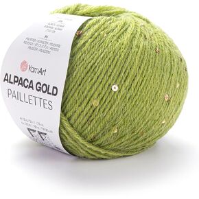 YarnArt Alpaca Gold Paillettes Yarn - Sparkling Sequin Wool Yarn - 20% Alpaca, 75% Acrylic, 5% Polyester - 50g Skein, 180m - Luxury Yarn for Knitting & Crochet: Sweaters, Scarves, Shawls (9313)