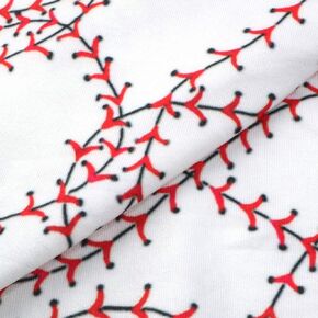 Baseball Printed Double Brushed Polyester Fabric Soft Smooth 4 Way Stretch Knit Fabric by The Yard for Dress Sewing (White)