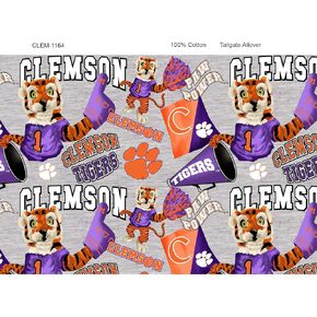 Clemson Tigers Mascot Cotton Fabric-100% Cotton-1 Yd Precut