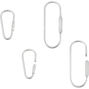 UNICRAFTALE 4pcs 2 Styles 304 Stainless Steel Screw Carabiner Lock Clasps Metal Screw Locking Keychain Carabiner Clasps Oval Keychain Clip for Necklaces Jewelry Making Supplies
