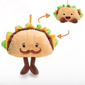 Fiesta Taco Plush Toy,Reversible Soft Stuffed Animal Snack Taco with Squeaker Inside, Cinco de Mayo, Kid’s Present,Mexican Party Favor,9 Inches
