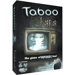 Taboo: Horror Edition Party Board Game, Horror Genre Themed Trivia Word Game with Screaming Buzzer, Game for 2 Players or More, Fans of Horror Themed Films & Culture, Ages 13 and Up