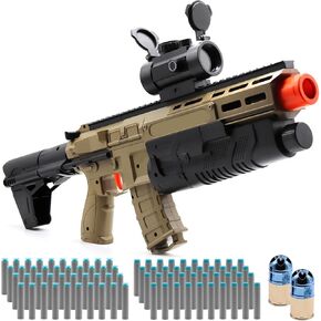 Soft Bullet Toy Gun, Shotgun with Shell Ejecting [with 50 Soft Darts 14 Shells], Toy Foam Blaster Guns for Boys Adults, Shooting Play Model, Gifts for Christmas Birthday Halloween