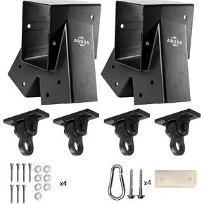 Heavy Duty Swing Sets Brackets Including 2 A-Frame Swing Set Brackets and 4 Swing Hangers for Playground Equipment Mounting Parts Hardware Included (Black)