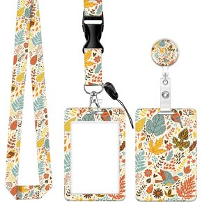 ID Badge Holder with Lanyard, Retractable Badge Holders Reels with Lanyards Adjustable, for Women Kids Teacher Nurses Doctor Student(Pink Leopard)