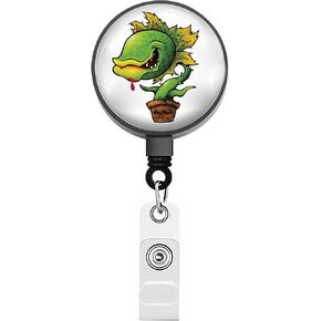 BEKECH Horror Movie Lover Retractable Badge Holder Little Shop Horrors Scary Movies Inspired Badge Reel Musical Fans Gift