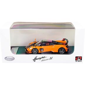 Pagani Huayra Roadster BC Orange and Carbon with Red and White Stripes 1/64 Diecast Model Car by LCD Models 64011 or LCD64011or