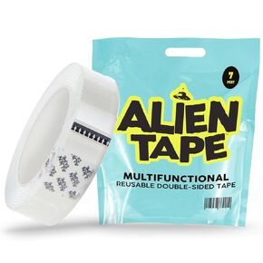 Bell+Howell Alientape Nano Double Sided Tape, 21-ft Multipurpose Removable Adhesive Transparent, Grip Mounting Washable Strong Sticky Heavy Duty for Carpet Photo Frame Poster Décor - As Seen On TV