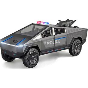 Cybertruck Toy Trucks Police Cars Cybertquad Alloy Die-cast Truck 1/32 Toy Cars Race with Sound and Light (Pruple)