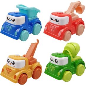 Anditoy 4 Pack Pull Back Engineering Cars for Kids Boys Girls Easter Basket Stuffers Easter Toys Gifts
