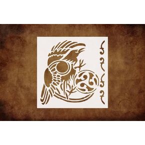 Celtic Raven Logo Stencil Reusable Sturdy Flexible Clear Plastic 1-5.5x5.5 in Arts and Crafts Material Scrapbooking for Airbrush Painting Drawing