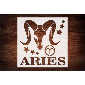 Custom Aries Zodiac Sign Symbol Stencil 5.5" x 5.5" - Horoscope-Inspired Design for Astrology Crafts